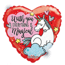 18" Unicorn Love Heart Holographic Foil Balloon (WSL)