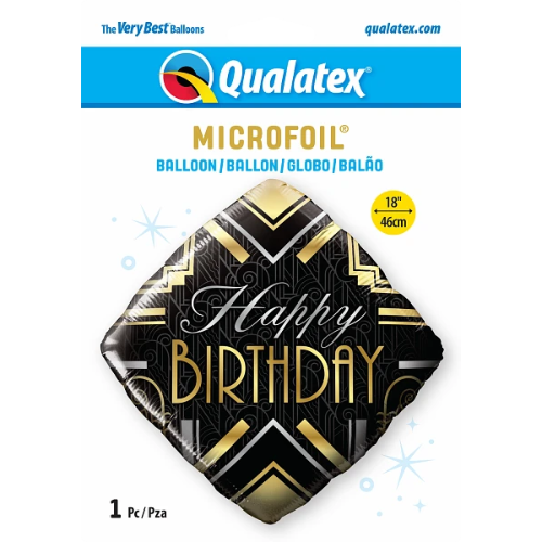 18" Birthday Art Deco Foil Balloon | Buy 5 Or More Save 20%