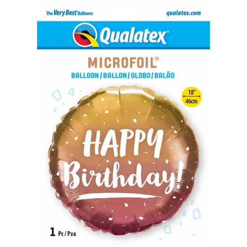 18" Happy Birthday Gold & Rose Gold Ombre Foil Balloon | Buy 5 Or More Save 20%