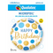 18" Round Birthday Blue & Gold Dots Foil Balloon | Buy 5 Or More Save 20%