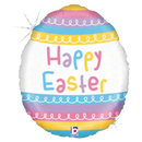 Globo de lámina holográfica con forma de huevo de Pascua con rayas pastel de 18" (P26) | Compre 5 o más y ahorre un 20 %
