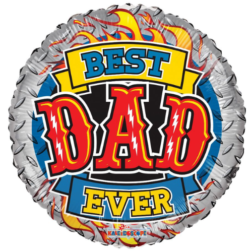 18" Best Dad Ever Flames Foil Balloon (WSL) | Clearance - While Supplies Last