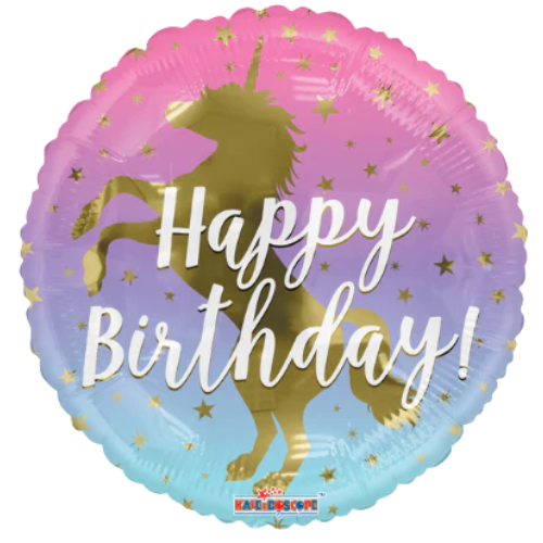 18" Birthday Unicorn Silhouette Foil Balloon | Buy 5 Or More Save 20%