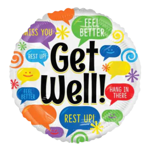 18" Get Well Messages Foil Balloon | Buy 5 Or More Save 20%