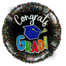 18" Congrats Grad Confetti Holographic Foil Balloon (P24) | Buy 5 Or More Save 20%