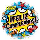 18" Cumpleanos Comic (D)- Globo sin papel de aluminio Happy Birthday | Compra 5 o más y ahorra un 20 %