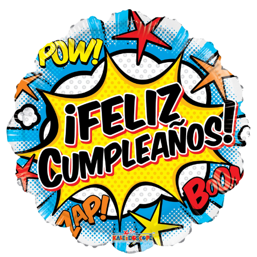 18" Cumpleanos Comic (D)- Globo sin papel de aluminio Happy Birthday | Compra 5 o más y ahorra un 20 %