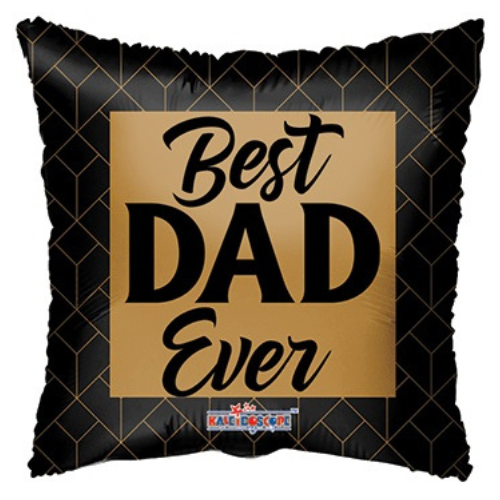 18" Dad Gold & Black Matte Foil Balloon (P18) | Buy 5 Or More Save 20%
