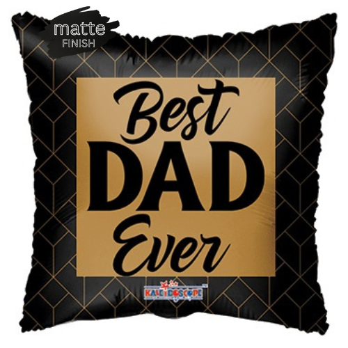 18" Dad Gold & Black Matte Foil Balloon (P18) | Buy 5 Or More Save 20%