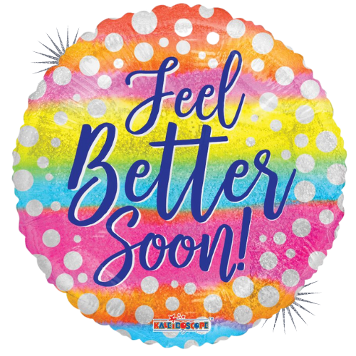 18" Feel Better Soon Dots Holographic Foil Balloon | Buy 5 Or More Save 20%