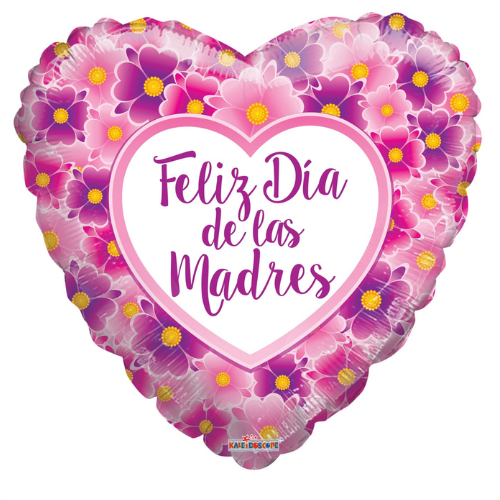 Globo de aluminio con flores Feliz Día de las Madres de 18" (P10) | Compra 5 o más y ahorra un 20 %