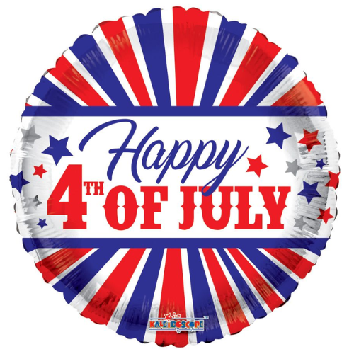 18" Happy 4th Of July Foil Balloon (P21) | Buy 5 Or More Save 20%