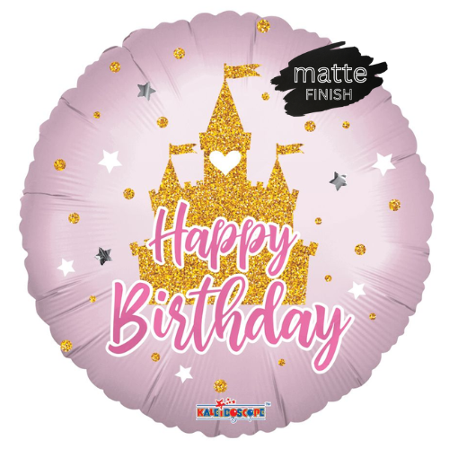 18" Happy Birthday Castle Matte Foil Balloon | Buy 5 Or More Save 20%