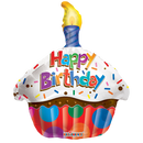Globo de aluminio para cupcakes de 18" con diseño de feliz cumpleaños | Compre 5 o más y ahorre un 20 %