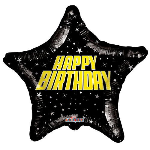 18" Happy Birthday Space Foil Star Balloon | Buy 5 Or More Save 20%