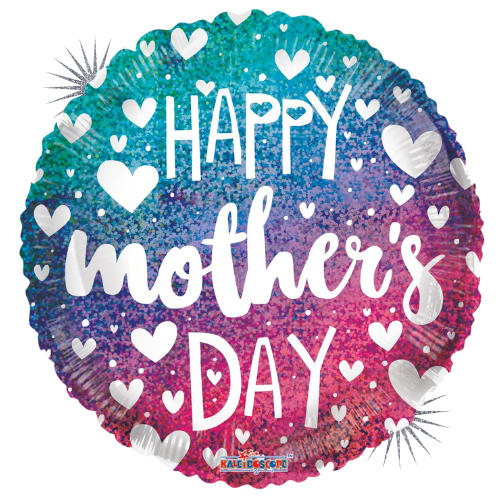 18" Happy Mother's Day Gradient Holographic Foil Balloon (P9) | Buy 5 Or More Save 20%