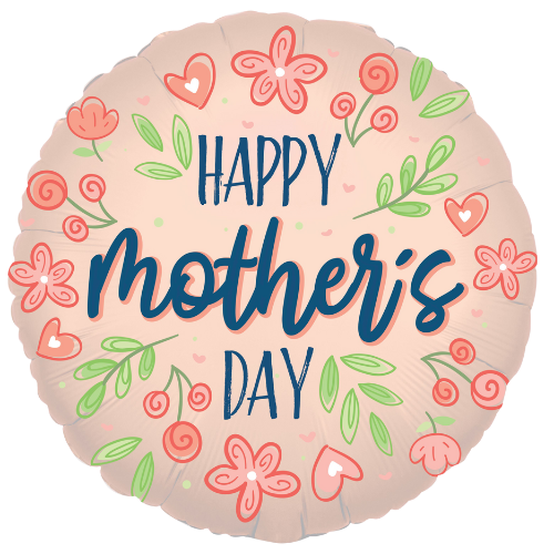 18" Happy Mother's Day Flowers Rose Gold Matte Foil Balloon (P9) | Buy 5 Or More Save 20%