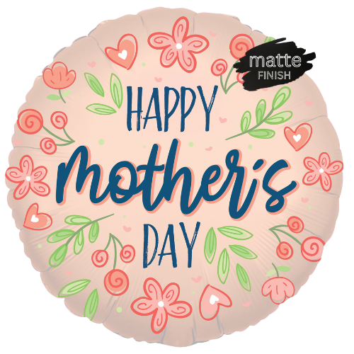 18" Happy Mother's Day Flowers Rose Gold Matte Foil Balloon (P9) | Buy 5 Or More Save 20%