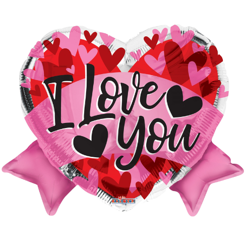 18" Conver Love Heart With Banner Foil Balloon (S1R5) | Buy 5 Or More Save 20%