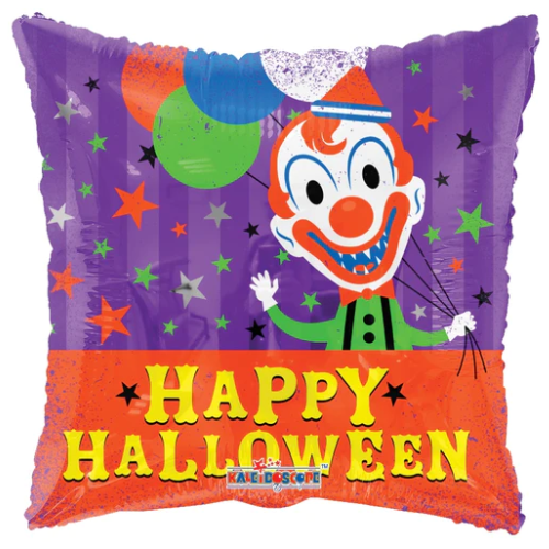 18" Scary Clown Square Foil Balloon (WSL) | Clearance - While Supplies Last!