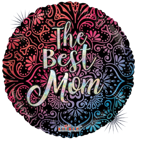 18" The Best Mom Mandala Holographic Foil Balloon (P10) | Buy 5 Or More Save 20%
