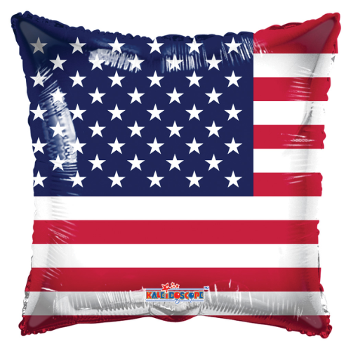 Globo de aluminio cuadrado con la bandera de EE. UU. de 18" (P21) | Compre 5 o más y ahorre un 20 %