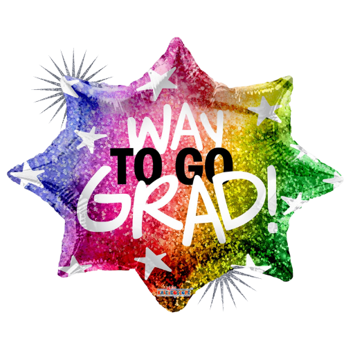 18" Way To Go Grad Holographic Foil Balloon (P24) | Buy 5 Or More Save 20%