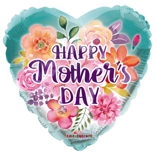 Globos de papel de aluminio con flores de acuarela Feliz Día de la Madre de 36" (WSL) | Liquidación - Hasta agotar existencias