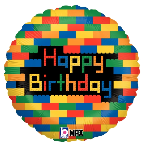 18" Birthday Blocks Foil Balloon | Buy 5 Or More Save 20%