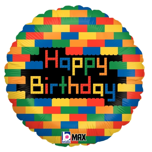 18" Betallic Birthday Blocks Foil Balloon | Buy 5 Or More Save 20%