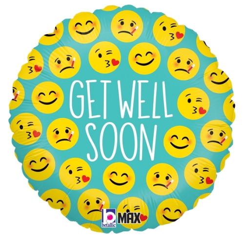 18" Betallic Emoji Get Well Foil Balloon | Buy 5 Or More Save 20%