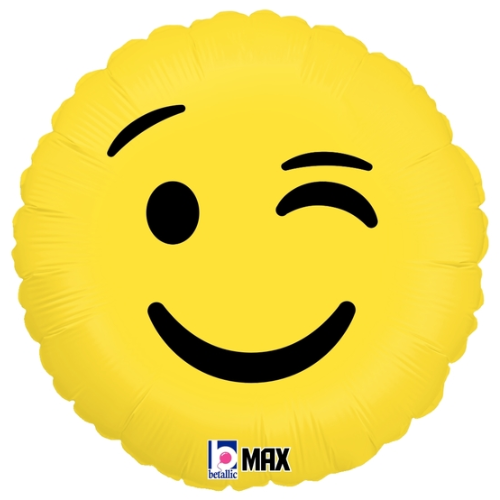 18" Emoji Wink Foil Balloon | Buy 5 Or More Save 20%
