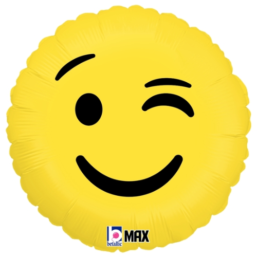 18" Betallic Emoji Wink Foil Balloon | Buy 5 Or More Save 20%