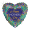 18" Glitter Peacock Mother's Day Heart  Holographic Foil Balloon (WSL) | Clearance - While Supplies Last