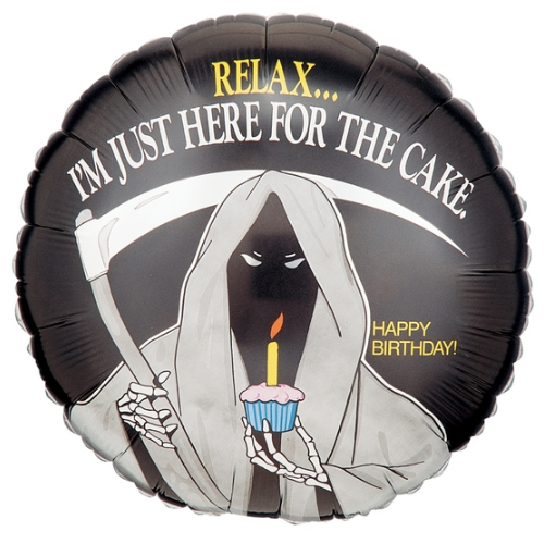 18" Betallic Grim Reaper Happy Birthday Foil Balloon | Buy 5 Or More Save 20%
