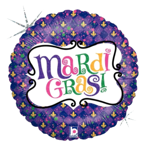 Globo de lámina holográfica de celebración de Mardi Gras de 18" (P21) | Compre 5 o más y ahorre 20 %