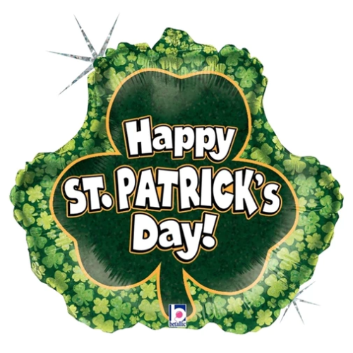 Globo de lámina holográfica (WSL) St. Patrick's Shamrock de 18" | Compre 5 o más y ahorre un 20 %