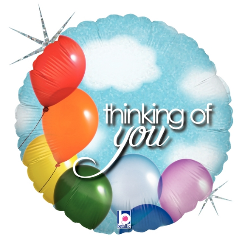 18" Betallic Thinking Of You Balloons & Sky Holographic Foil Balloon | Buy 5 Or More Save 20%