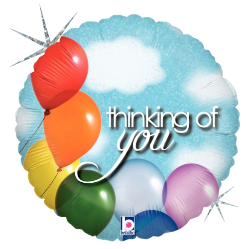 Globos Thinking Of You de 18" y globo de lámina holográfica Sky | Compre 5 o más y ahorre un 20 %