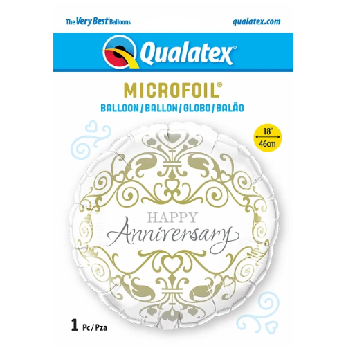 Globo metalizado de aniversario de 18" | Compre 5 o más y ahorre un 20 %