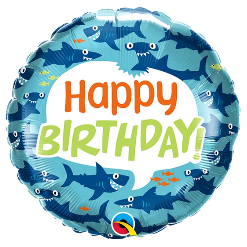 Globo de aluminio de 18" Birthday Fun Sharks | Compra 5 o más y ahorra un 20 %