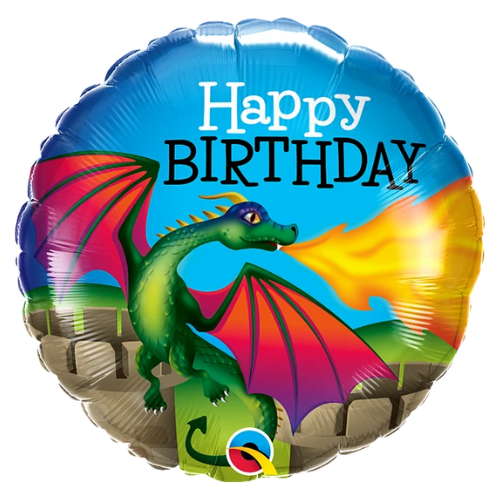 18" Birthday Mythical Dragon Foil Balloon