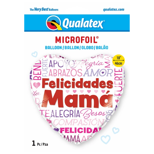 18" Felicidades Mama Words Heart Foil Blaloon (P10) | Compra 5 o más y ahorra un 20 %