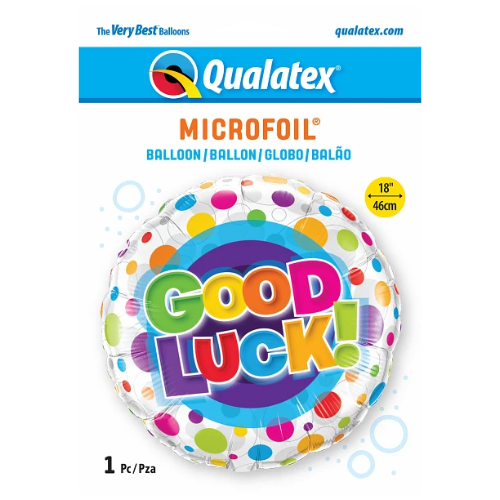 18" Good Luck Colorful Dots Foil Balloon | Buy 5 Or More Save 20%