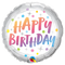 18" Happy Birthday Rainbow Dots Foil Balloon | Buy 5 Or More Save 20%