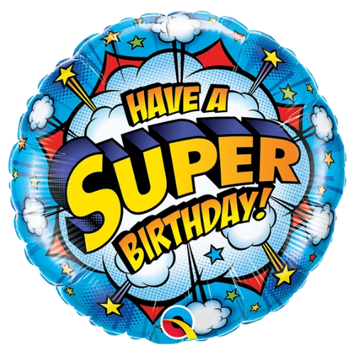 Globo de papel de aluminio Have A Super Birthday de 18" | Compre 5 o más y ahorre un 20 %