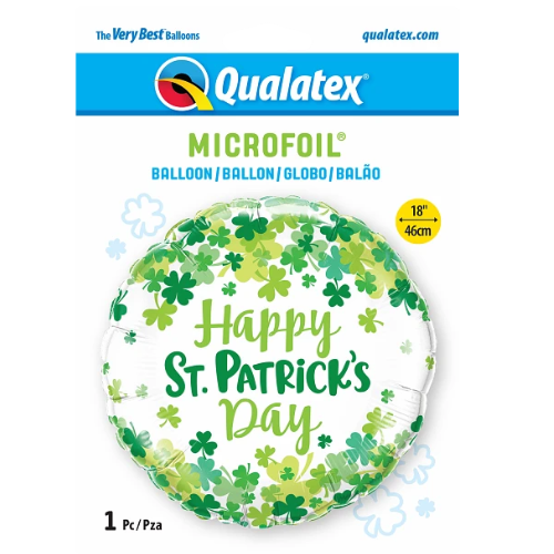 18" St. Patrick's Shamrock Confetti Foil Balloon (P26) | Buy 5 Or More Save 20%