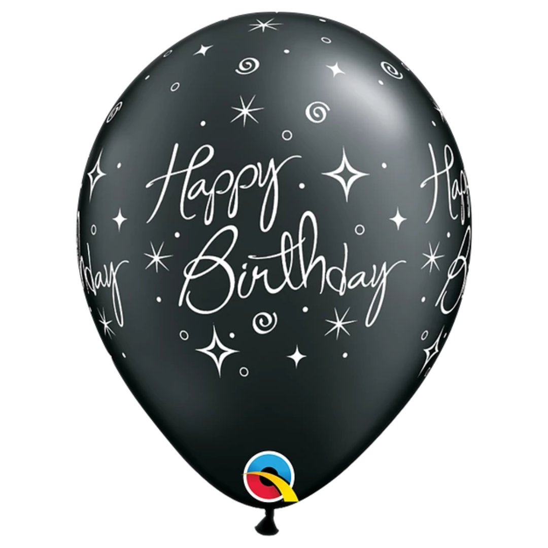 11" Qualatex Birthday Elegant Sparkles & Swirls Latex Balloons | 50 Count