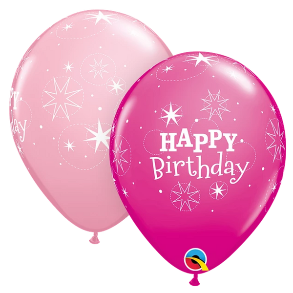 11" Birthday Sparkle Latex Balloons Assortment | 50 Count