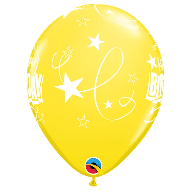 Surtido de carnaval de 11 pulgadas, globos de látex con lazos y estrellas para cumpleaños | 50 unidades